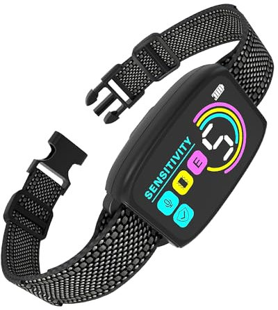Meloive Collier Anti Aboiement Chien Automatique,3 Modes Son/Vibration/Choc Statique,8 Niveau d'intensité Réglables,Étanche et Rechargeable pour Gros Petit Chiens,Noir