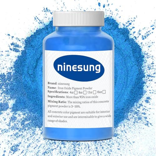 Iron Oxide Powder, Blue Concrete Dye - Pigment Powder, Color & Dye Concrete, Ready to Use, Cement Color Mixing Floor Tile Pavement Terrazzo Floor Color Powder (Blue, 4 Ounces)