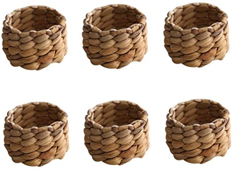 Hintyne Stück runder gewebter Serviettenring Rattan-Serviettenringe geflochtene Serviettenringe Weihnachten Erntedankfest Geburtstagsparty-Dekorationen und Leben Wasserhyazinthe
