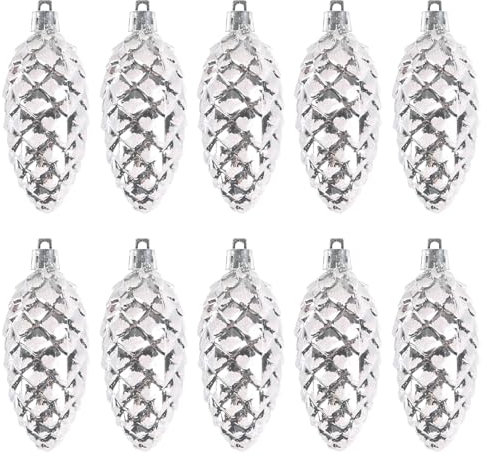 Glitzer Zapfen Christbaumanhänger, 10PCS Tannenbaumzapfen Weihnachtsbaumschmuck Falscher Schnee Anhänger aus Kunststoff Glitzer Christbaumschmuck Deko für Weihnachtsdeko Weihnachtskugeln, 3.7*9cm (B)