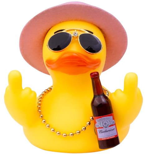 Mwmoeen Canard en caoutchouc - Décoration de voiture - Avec chapeau haut - Lunettes de soleil - Accessoire sympa pour voiture - Décoration de fête - Cadeau d'anniversaire