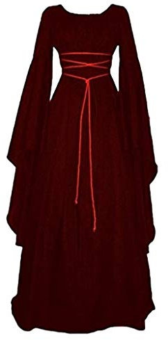 Generisch Sale Mittelalter Kleid Damen Kostüme Robe Vampir Kostüm Maxi Kleid Traditionelles Hochzeitskleid mit Kapuze Design Maxi Kleid Sale