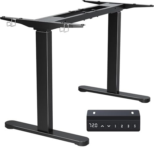 BONTEC Scrivania Elettrica Dual Motore Regolabile in Altezza, Telaio Scrivania da Ufficio per Piani da 72 cm a 120 cm, Capacità 100 kg, Controller con Memoria, Scrivania Gaming, Nero