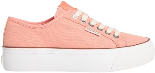 Calvin Klein Damen Vulcanized Sneaker Logo Tag mit Plateau, Orange (Powder Orange/Cappuccino), 37