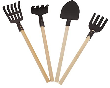JOINPAYA 4 Piezas Herramientas De Jardinería Pala De Juguete Mini Juguetes Kit De Jardineria Juguetes para Accesorios para Casa De Muñecas Pala De Siembra Mini Pala Excavadora Madera Black