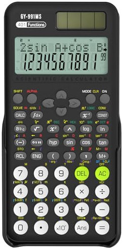 Wissenschaftlicher Taschenrechner für Schüler, 991 MS Wissenschaftsrechner für Mittel- und Oberschulbedarf, Taschenrechner mit Abdeckung (Schwarz)