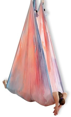 Yosana Aerial Yogatuch 5x2.60 m, Ersatztuch, Yoga Hängematte ohne Zubehör, Yoga Tuch zum Aufhängen, hochwertiges Nylon (Bunte Wolken)