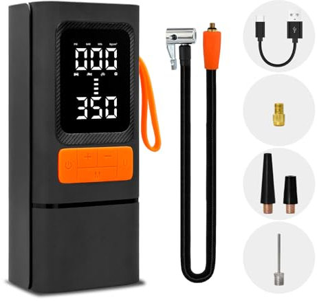 AAMHHM Compresseur à Air Portatif, 150PSI Gonfleur pneus Voiture sans Fil,7500mAh Pompe à air Rechargeable pour Vélo,Auto, Moto,Balle