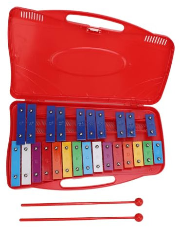 Buntes Xylophon, 25-Noten-Aluminium-Kinder-Xylophon mit Koffer, 2 Volle Oktaven, Regenbogennoten, Musikeinweihung