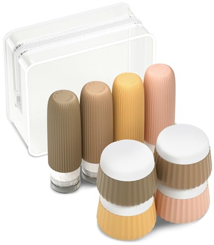 Gemice Travel Bottles for Toiletries 8 pcs Tsa Approved Travel Size Toiletries 90ml Travel Containers for Toiletries Silicone Cream Jars with Clear Bag Leak Proof Silicone Squeezable Travel Essentials
