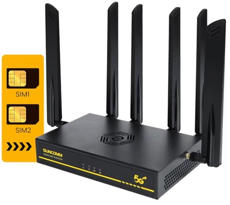Suncomm O8 5G Dual-SIM Router WiFi 6 AX | Ultra-Fast 5G NR NSA/SA connection | 4G LTE Cat19 1600Mbps | High-speed Internet | 128 connections | 1 year warranty