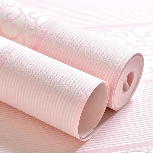 GIBZ Striped Wallpaper Peel and Stick Vintage Wall Papers Decorations Living Room Bedroom Wallpapers Contact Paper Pink 0.53x3m