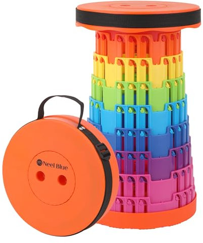 Trimming Shop Portable Folding Stool Lightweight Rainbow Orange Retractable Telescopic Collapsible Stool for Camping Fishing Hiking BBQ Outdoors Indoors Kitchen with 200KG Load Capacity