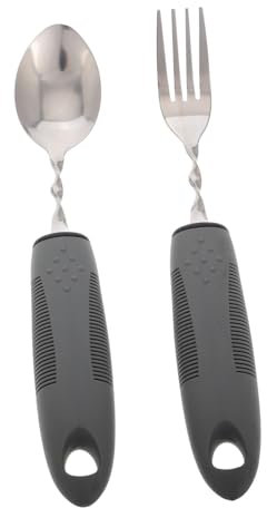 CALLARON Assistives Besteck Set Für Senioren Gewichtete Edelstahl Gabel Löffel Biegbar Mit Rutschfestem Gummigriff Anti-tremor Esshilfe Für Ältere Menschen Und Behinderte Adaptives Essbeste