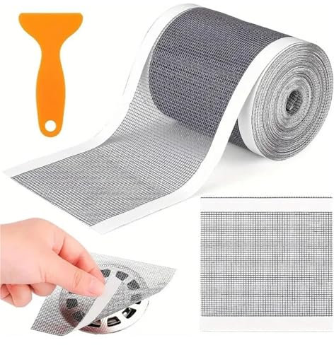 Dusche Haarsieb Duschrinne 10cm x 10m - Filter Spülsieb Aufkleber aus Glasfaser mit Plastikspatel, Abfluss Haarfänger Spülsieb Aufkleber, Sieb Dusche Abfluss Haare für Badewanne Balkon Küche