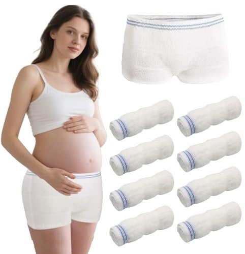 Solivive 8 Pack Incontinence Net Knickers, Size L Breathable Stretch Disposable Pants Maternity, Disposable Knickers Maternity for Daily Use, Travel, Pregnant Women, Incontinence(White)
