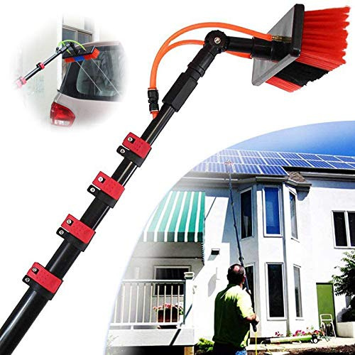Kit di pulizia ad acqua, spazzola telescopica in lega di carbonio per pannelli fotovoltaici, finestre e camion