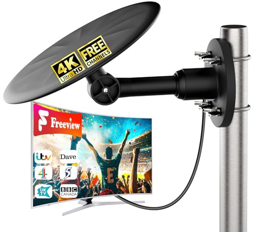 Outdoor TV Aerial 2026 Premium Long Range – Freeview HD Digital TV Antenna with UHF/VHF Reception, Anti-Interference Weather Resistant Design, 32.8ft Coax Cable for UK Smart & Older TVs (Black)