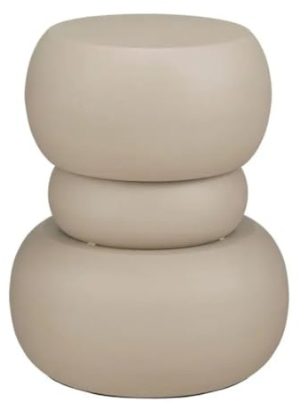 MICA Decorations Zea Beistelltisch rund – Wohnzimmer Tisch – 51 x 42 cm – Eisen, MDF, Samt – Off White