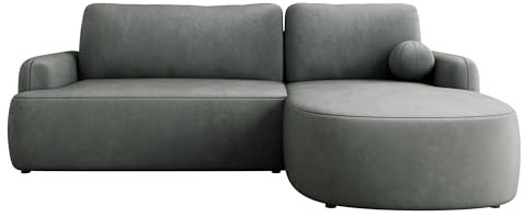 Mirjan24 Ecksofa Loridu für Wohnzimmer mit Schlaffunktion und Bettkasten, Eckcouch, L-Sofa, Polsterecke, abgerundete Kanten (Magic Velvet 2217, Seite: Rechts)
