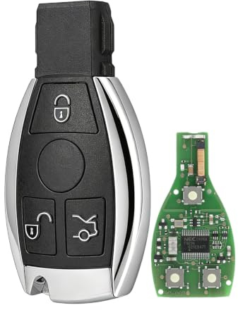 433MHz Autoschlüssel Fernbedienung für Mercedes Benz mit OEM NEC Chip | 3-Tasten Fernbedienungsschlüssel für Mercedes A B C E S M R GL SL SLK CLK ML Klasse W203 W204 W205 W210 W211 BGA Schlüssel