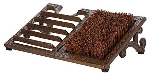 Free Standing Heavy Duty Cast Iron Doorstep Boot Brush and Scraper with Ornate Scrolled Design