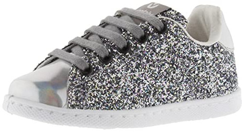 Victoria Basket Basse Tenis Paillettes & Détails Métallisés & Lacets Assortis 112558 pour Femme Plata 40
