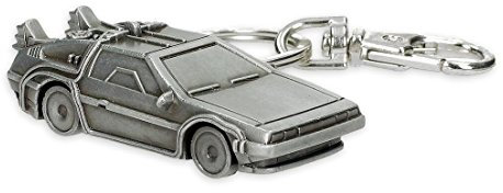 Close Up Zurück in die Zukunft 3D Schlüsselanhänger Delorean, aus Metall mit Minikarabiner