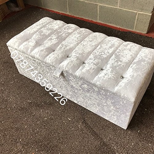 SLEEP ZONE Beautiful large luxury diamontes virginia ottoman,storage,toy box and footstool in crushed velvet (TRUFLLE/MINK)