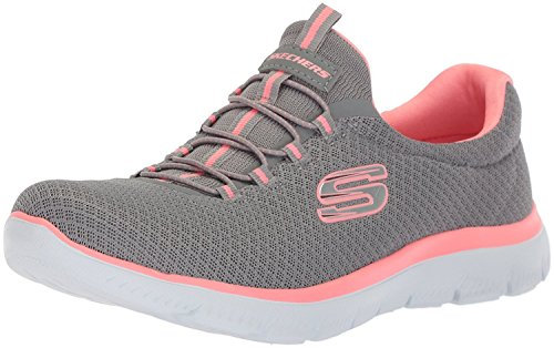 Skechers Femme SUMMITS Sneaker, Gris Mesh Rose Trim, 39.5 EU