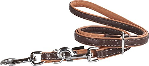 Knuffelwuff Leder Hundeleine Führleine Arcadia mehrfach verstellbar Länge 200cm, Breite 15mm Braun