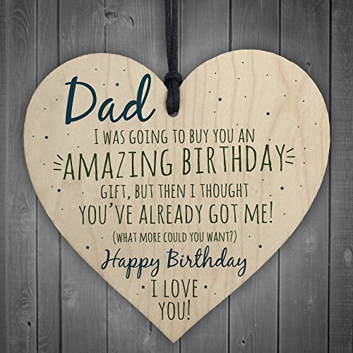 Red Ocean Amazing Happy Birthday Wooden Heart Dad Daddy Father Funny Card Baby Son Daughter Love Gift
