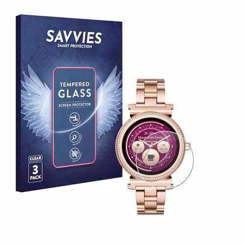 savvies Verre Trempé pour Michael Kors Access Sofie (3 Pièces) Vitre Protection Ecran, Film Trempé de Verre, Dureté 9H
