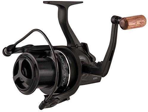 Mitchell Full Runner MX6 Big Pit Rolle – Freilaufrolle für Karpfen und Waller mit Baitrunner System, 5 Kugellagern und Holzkubelgriff