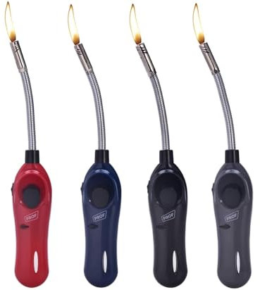 Vani, 4 encendedores para Velas, Apagavelas, Flexible, de Gas, XXL, 28 cm de Largo, Recargables, Incluye 1 mechero