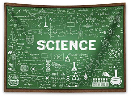 ABAKUHAUS Biologie Wandteppich, Wissenschaft Wort auf Tafel aus Weiches Mikrofaser Stoff Waschbar ohne Verblassen Digitaldruck, 150 x 110 cm, Grün braun