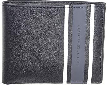 Tommy Hilfiger Herren Geldbörse Urban Stripe Mini CC Leder Schwarz AM0AM04212