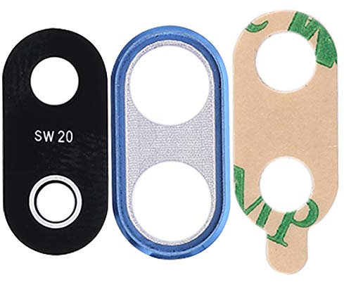 COMPATIBILE con Huawei P20 Lite ANE-LX1 LX2 LX3 L21 /NOVE 3E Ricambio vetro posteriore vetrino scocca lente obbiettivo+Cornice (BLU) RING rear fotocamera BACK camera + BIADESIVO ADESIVO,