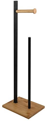 Spirella Toilettenpapierhalter Stehend BxHxT: 20x68x18cm freistehender Papierrollenhalter Bambus Edler Rollenhalter für WC-Rollen als Ersatzrollenhalter Schwarz/Natur