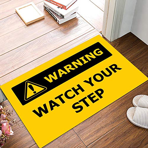 Joelmat Watch Your Step Entrance Non-Slip Indoor Rubber Door Mats for Front Door/Bathroom/Garden/Kitchen/Bedroom 23.6x 15.7…
