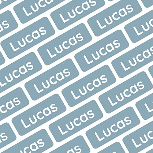 Klebekerlchen® | 175 Mini Namensaufkleber Kinder für Stifte und Schulsachen – Aufkleber zum Beschriften Schule & Kita – Namensschilder für Kleidung - Etiketten selbstklebend & wasserfest – Graublau