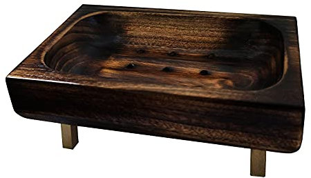 Seifenschale Halter, Holz Clawfoot Badewanne Bar Seifenschale für Badezimmer Dusche, Große Seifenschale Waschbecken Deck Badewanne Duschwanne Schale, Handarbeit, Naturholz Halter für Seife, Schwämme