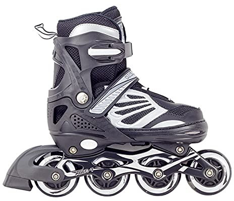 HSGAV Verstellbare Inline-Skates für Kinder mit PU-Blinkrädern, Inline-Rollschuhe für Anfänger mit Lautlosem ABEC-7-Lager, Beleuchtete Rollerblades für Kinder, Jungen, Mädchen,Schwarz,EU28~33