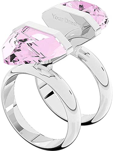 SWAROVSKI Lucent Crystal Ring Jewelry Collection, rhodiniertes Finish, rosa Kristalle, EU 50 / US 5.5, Metall, Kein Edelstein