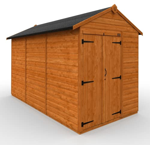 TigerFlex Shiplap Apex Double Door Windowless Wooden Garden Shed 12 x 6 ft Red Cedar