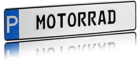 Panneau de parking individuel 520 x 110 mm avec symbole P en aluminium Plaque personnalisable avec votre propre texte pour parking (14 P – Moto)
