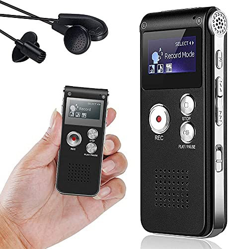 Solid Spikes 8GB Digital Voice Recorder, Audio MP3 Player, Rechargeable LCD Sound Dictaphone Device
