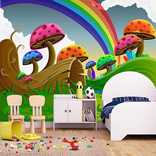 YXTSmurals Fototapete 3D Effekt Regenbogen Pilz Pflanze Selbstklebende Wandtapete Wohnzimmer Kinderzimmer Wanddeko Tapete Art Poster Tv Hintergrund Wandbilder