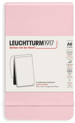 LEUCHTTURM1917 364412 Notizblock Pocket (A6), Hardcover, 94 nummerierte Seiten, dotted, Puder