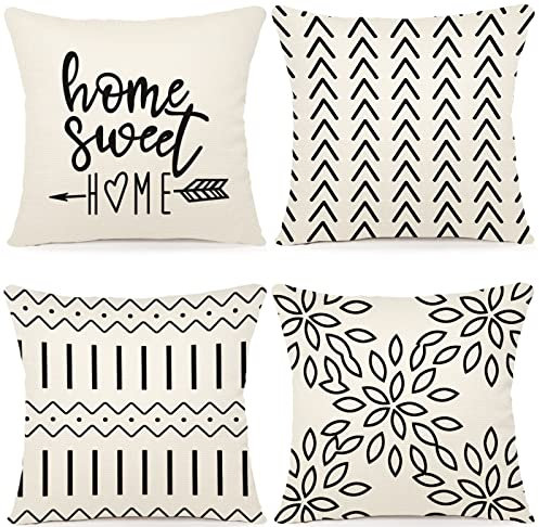 YCOLL Kissenbezüge 4er Set Kissenbezüge leinen Kissenbezug Dekokissen Kissenbezüge für Sofa Gartenbett Couch Kissen 50x50cm (4er Set)